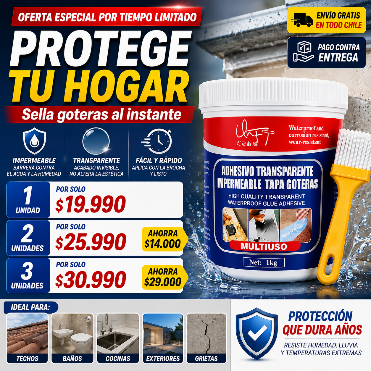 Adhesivo sellador impermeabilizante 1000g