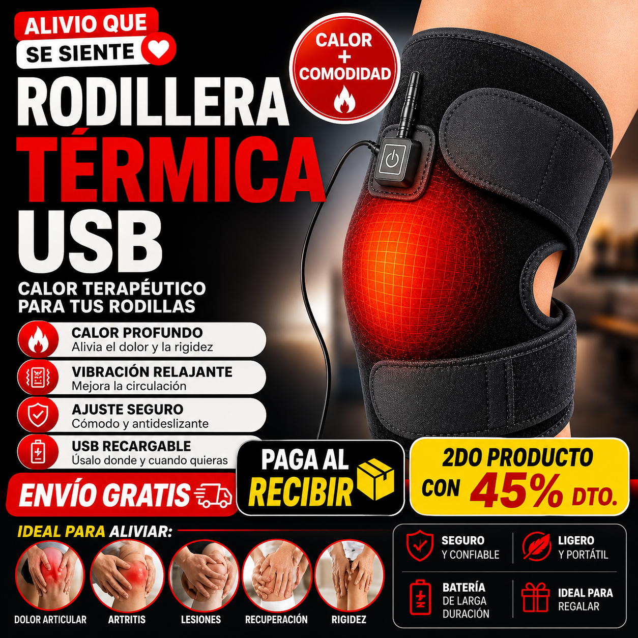 Rodillera Térmica Support Usb